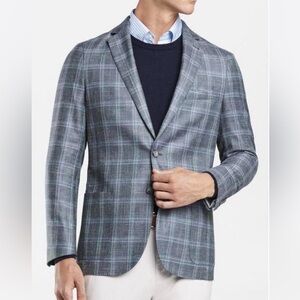 Peter Millar Crown Soft Stormy Pane Sportscoat wool silk linen preppy golfwear M
